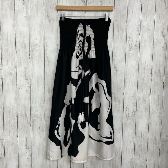 Gypsie Blu Black White Knee Length Stretch Tube Top Beach Summer Vacation Dress - Picture 1 of 9